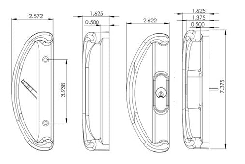 White Sliding Patio Glass Door Handle with Keyed Lock, DH-580