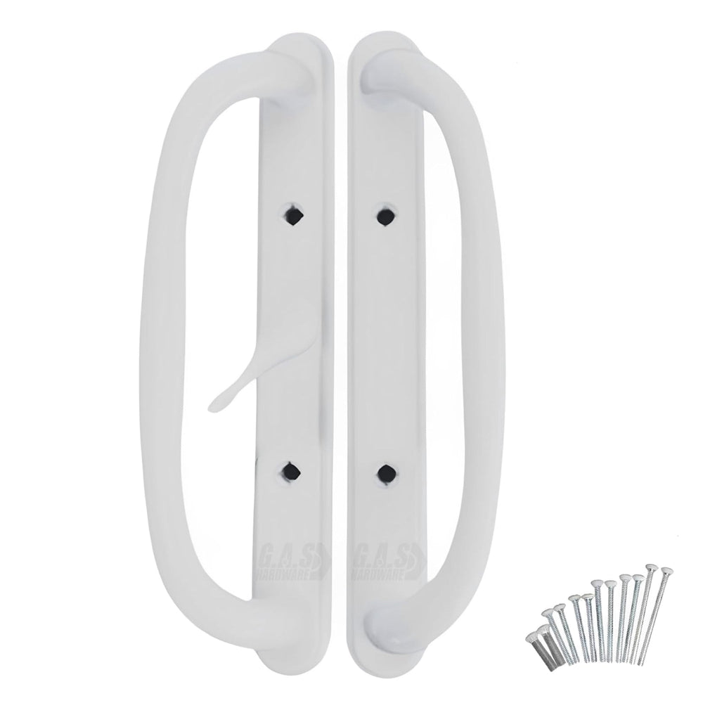 (DH-430-W) Truth Sliding Door Handle Set, Center Latch, No Key, 3-15/16″ Hole Space – White