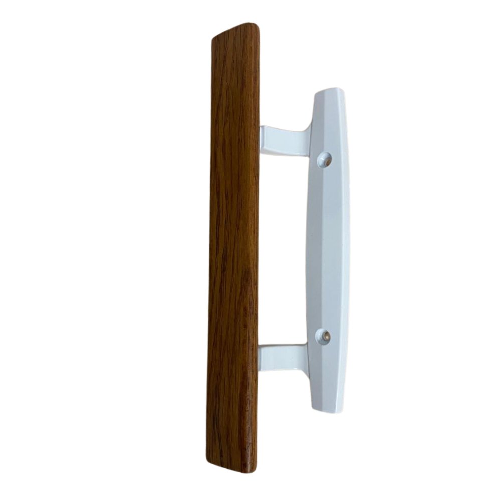 (DH-207-W) Wood Grip Pull Handle for Sliding Door, 3-15/16″ Hole Space – White