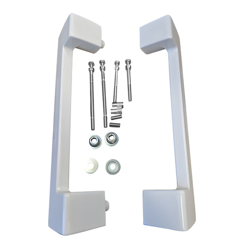 White Interlock Crest Sliding Patio Door Handle, 7″ Hole Spacing (DH-714W)