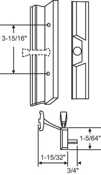 Sliding Patio Door Handle, 3-15/16″ Hole Spacing (DH-21409)