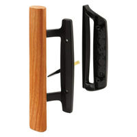 Sliding Patio Glass Door Handle Set | Diecast + Wood Finish Mortise Style, Fits 3-15/16 In. Hole Spacing