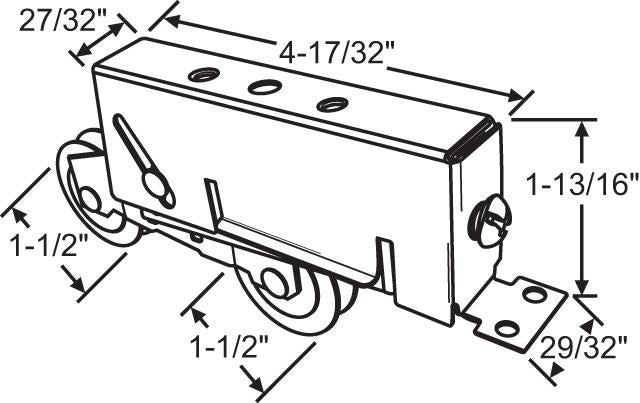 Tandem Sliding Patio Door Roller 1-1/2″ Stainless Steel Wheel (DR-9-280MT-SS)