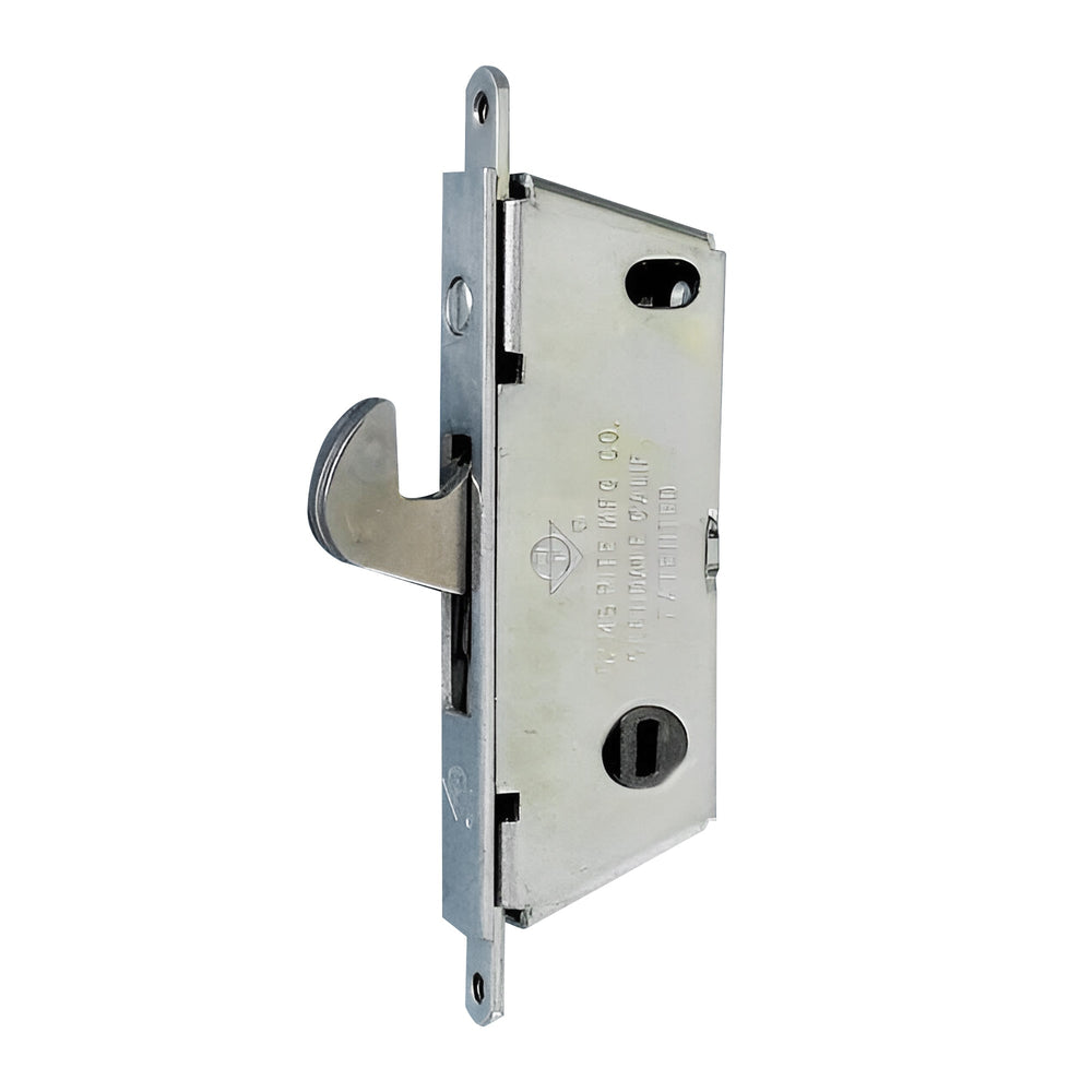 Sliding Door Mortise Lock SQUARE face 45-degree with hook out and 3-11/16" Hole Spacing DL-170-SQUARE
