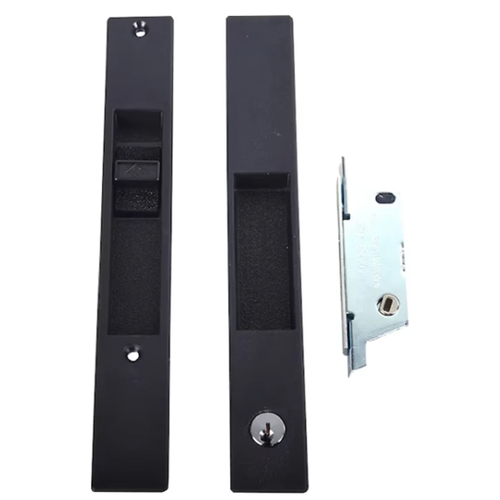 Adams Rite Flush Mount Handle With Mortise Lock and KEY CYLINDER- DH-391-MORTISE-KEY-CYLINDER-BLACK