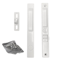 Sliding Door Lock, Non-Keyed, Flush Mount, White, 6-9/16" Screw Holes (DL-504)