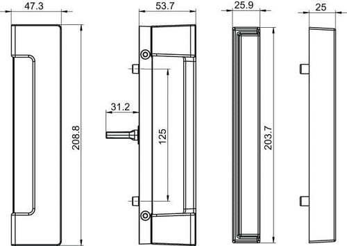 Interlock Crest Sliding Door Handle, 4-7/8″ Mounting Holes (DH-709W)