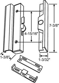 DH-152 Aluminum sliding door handle set with 4-15/16” hole spacing