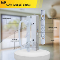CLEARANCE Legacy Handle Set for Sliding Doors, 3-15/16″ Hole Space – White Center Latch (DH-211-W)