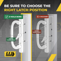 CLEARANCE Legacy Handle Set for Sliding Doors, 3-15/16″ Hole Space – White Center Latch (DH-211-W)