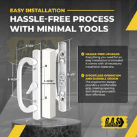 CLEARANCE Legacy Handle Set for Sliding Doors, 3-15/16″ Hole Space – White Center Latch (DH-211-W)