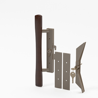 (DH-113) Sliding Patio Door Keyed Aluminum Handle Set with Wood Handle, 3-15/16″ Hole Space