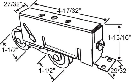 Tandem Sliding Patio Door Roller 1-1/2″ Stainless Steel Wheel (DR-9-280MT-SS)